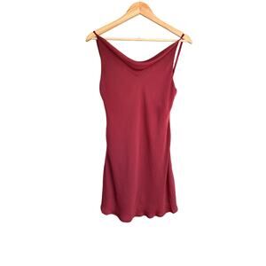 Boutique Women's Cowlneck Deep Red Silk Slip Dress NWT